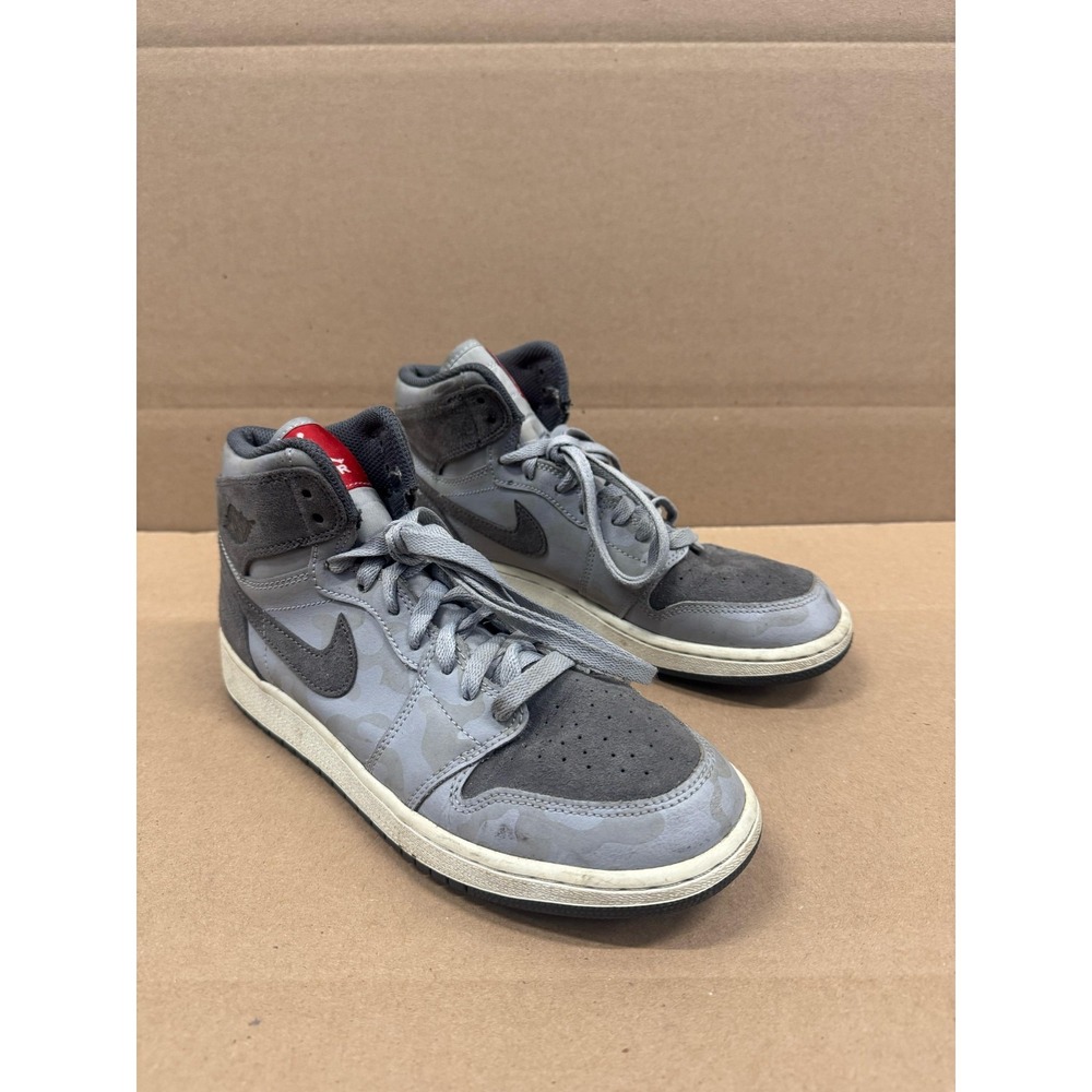 Nike Air Jordan‎ 1 Retro High Premium 'Grey Camo' Sneakers 822858-027 Size 7Y US